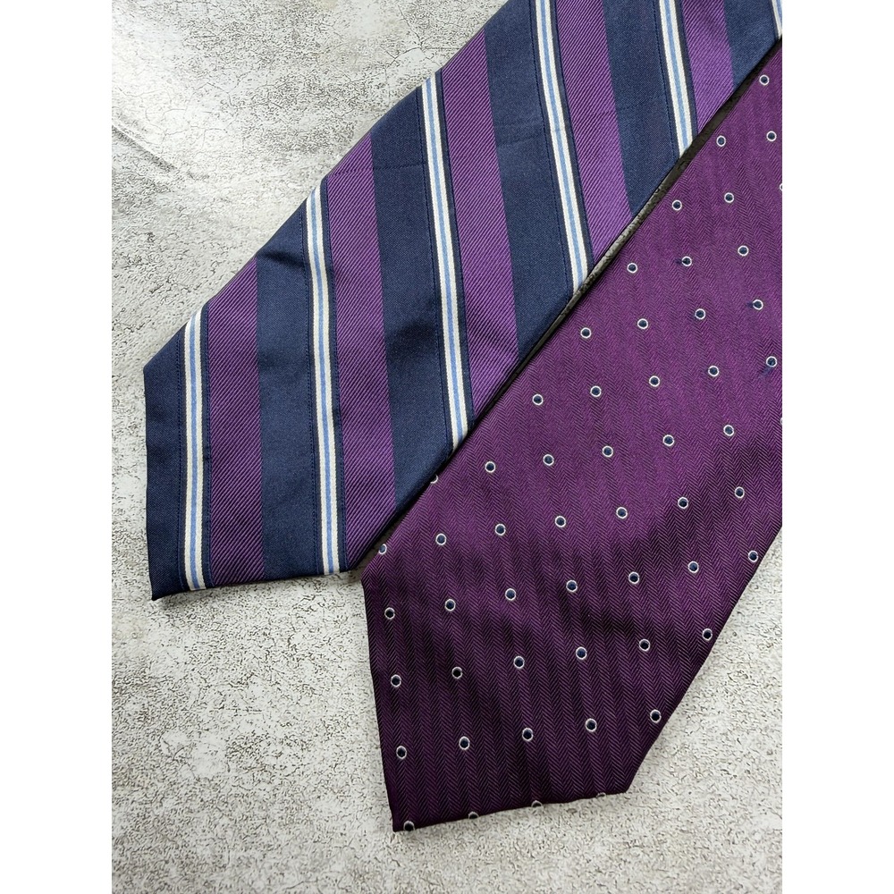Nautica Tie Mens One Size Purple 100% Silk Striped Pointed Logo Classic